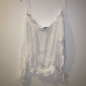 Off the Shoulder Flowy Linen Crop Blouse